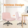 thumbnail image 3 of NEO CHAIR Criss Cross Chair with Wheels Home Office Cross Legged Armless Chairs Ergonomic Adjustable Computer Desk Task Wide Seat for Bedroom Vanity Comfy Swivel (Pink), 3 of 7