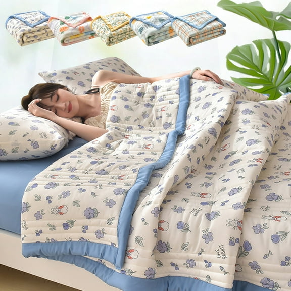 Dmlowu Cooling Blanket Luxury Soft Throw Blanket Breathable Summer Cotton Blanket for Living Room Bedroom Couch, 59x79 Inch Lightweight Cooling Comforter