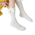 thumbnail image 3 of Faithtur Toddler Girls Summer Mesh Socks Solid Color Mid Tube Breathable Hollow Bows Princess Socks, 3 of 5