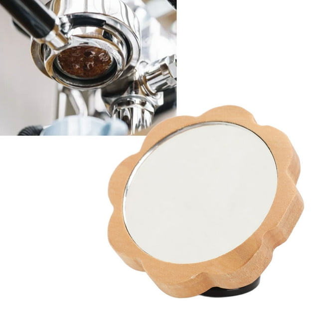 360 Degree Rotating Coffee Maker Mirror with Transparent Base Design, Beautiful and Practical Home and Office Coffee Machine Mirror Observation Flower Shape for Richer Coffee Taste