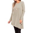 thumbnail image 3 of Sonducket Top de mujer de manga larga de color sólido vestido de otoño con botones laterales divididos suéter con dobladillo irregular Prendas para la parte del cuerpo Beige M Sonducket AP003650-02, 3 of 5