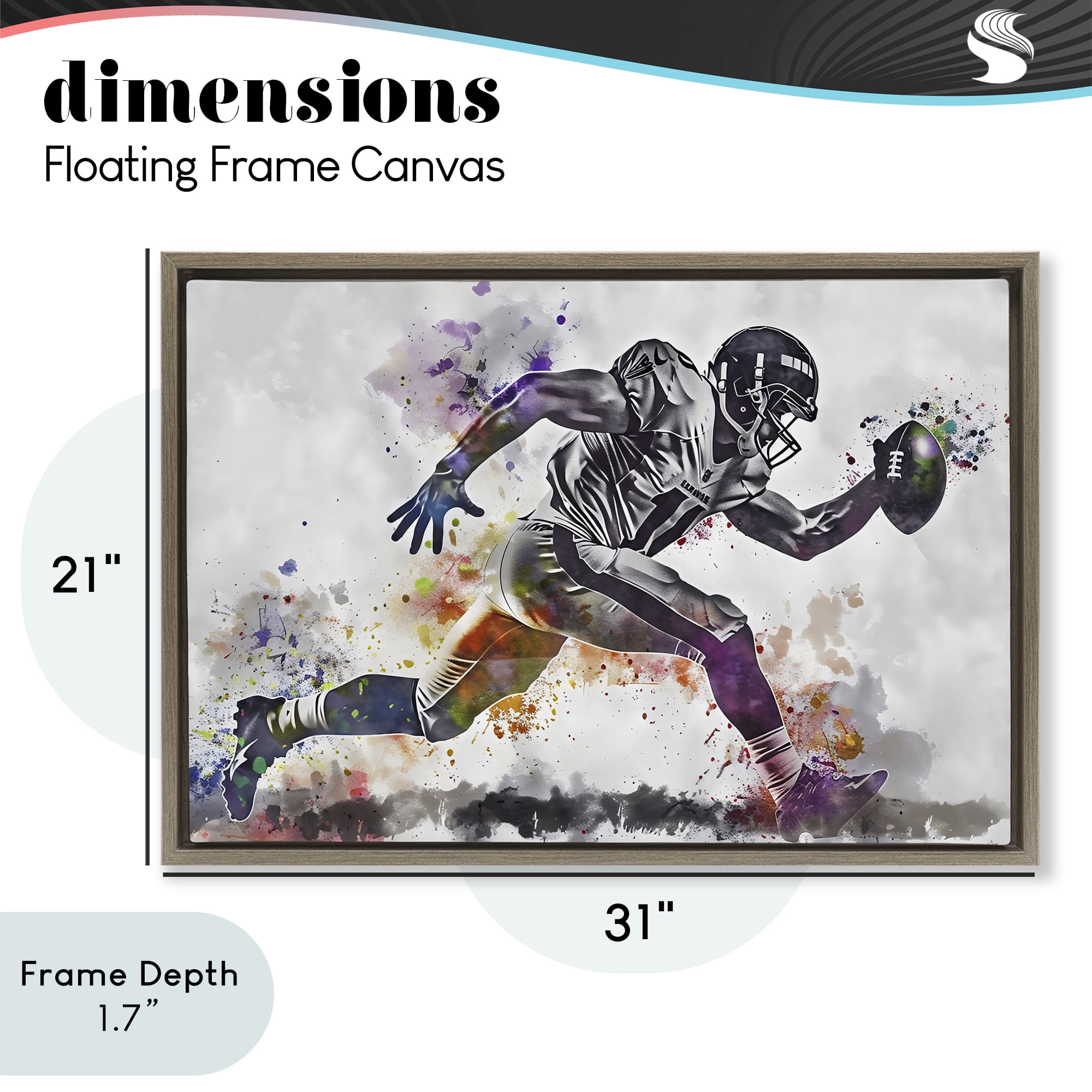 Stupell Industries Endurance Football Sprint Brown Framed Floater Canvas Wall Art, design by Creative Studio