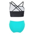 thumbnail image 2 of TSSOE Kids Girls 2 Piece Bathing Suit Crop Top with Briefs Bikini Swimsuit Beach Swimwear Set Black&Lake Blue 12, 2 of 5