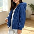 thumbnail image 6 of Lutiedan Zip up Sherpa Jacket for Girls Fuzzy Fleece Hooded Warm Outerwear Lightweight Casual Winter Coat with Pockets Size 5-15,Blue, 6 of 7