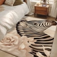 thumbnail image 4 of Elegant Flowers 4x6 Area Rugs for Living Room, Botanical Zebra Pattern Plant Black Non Slip Floor Mat Washable Low-Profile Indoor Carpet for Bedroom, Dining Room, Bathroom, 4 of 9