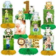 9Pcs Safari Animal PresNok Photo Honeycomb Centerpieces Safari Wild Decorations Jungle Safari 1st Table Centerpieces Decorations for Jungle Safari Animal Theme First Party Supplies