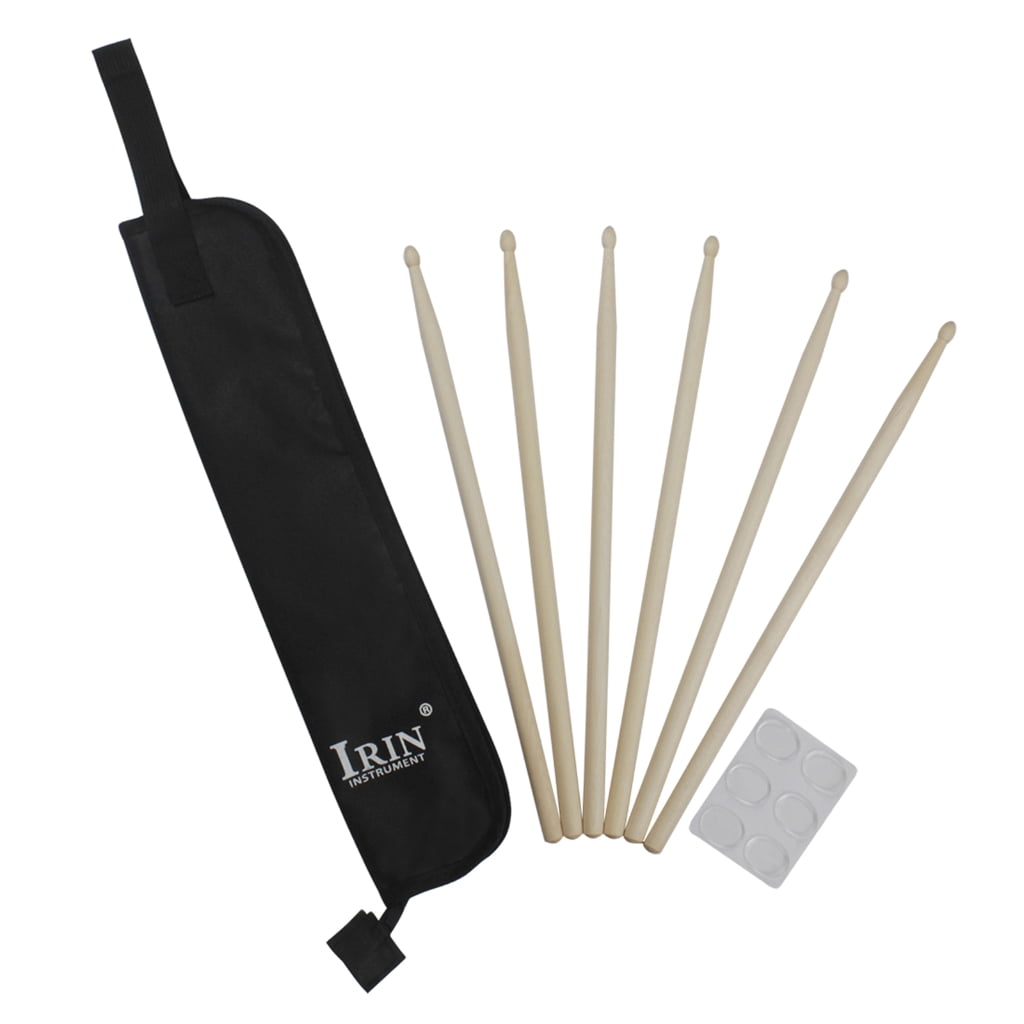 ANXPTIME 3 Pair 5A Maple/Nylon Drumsticks with Bag&Mute Stickers Simple Drum Sticks Percussion Accessories Drummer Gifts