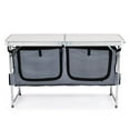thumbnail image 2 of Zimtown 4Ft Foldable Camping Table with Storage, 3-Level Adjustable Heights Outdoor Kitchen Station, Aluminum Folding Table for Party Commercial Entertaining Events, White, 2 of 13