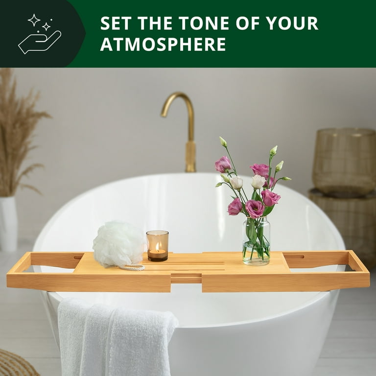 ROYAL CRAFT WOOD Luxury Bathtub Tray Caddy - Bamboo Adjustable