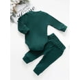 thumbnail image 4 of Hirigin Newborn Baby Boy Girl Clothes Ribbed Knitted Cotton Long Sleeve Romper Long Pants Solid Color Fall Winter Outfits, 4 of 7