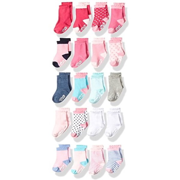 BABY GIRLS SOFT COTTON PINK & CREAM PATTERNED SOCKS IN GIFT BAG 0-6M 