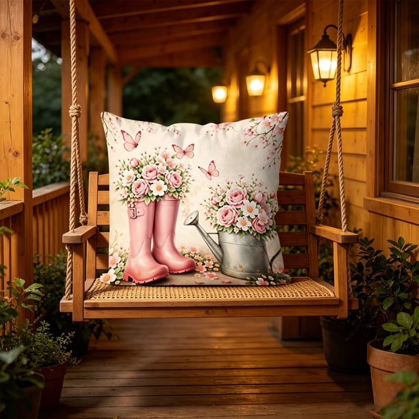 Spring Summer Floral Pillow Cover45x45cm 18x18 Inch Decorative Cushion Cover Soft Breathable Pillowcase For Living Room Bedroom Sofa Patio
