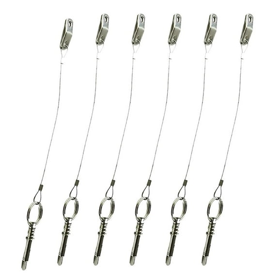 Marine City 1/4 x 1 Inch Quick Release Pin with Drop Cam and Spring 316 Stainless Steel, Corrosion-Resistant Boat Top Support Pole Hardware with Lanyard, Pack of 6
