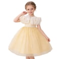 thumbnail image 2 of DAETIROS Girls Tulle Birthday Party Dress Ruffle Tutu Princess Gown with Beaded Waist Soft Formal Flower Girl Dress for Wedding Holiday Beige Sizes 4-12,Size 8-9T, 2 of 7