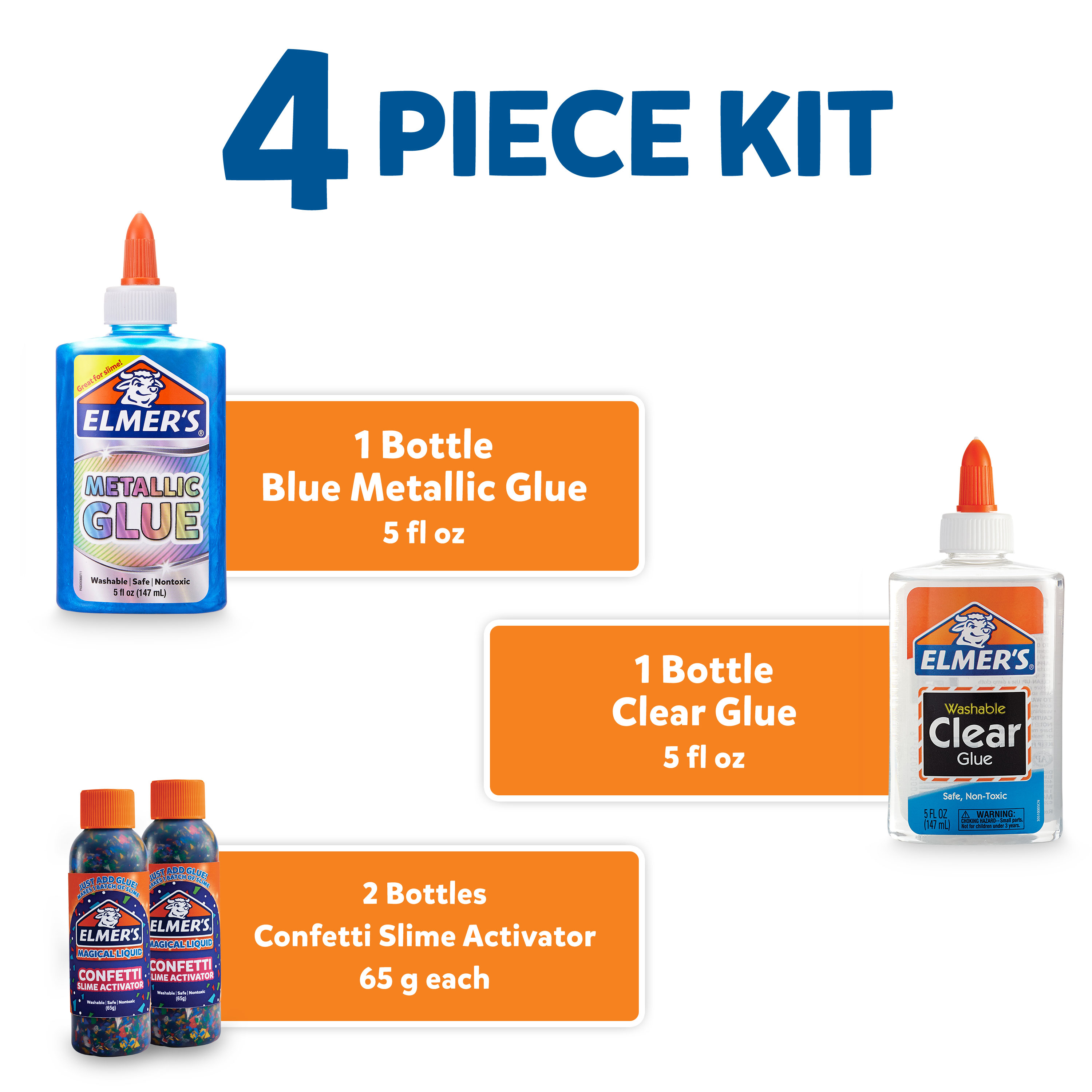 Elmer's Confetti Slime Kit: Supplies Include Metallic & Clear Glue, Confetti Magical Liquid Activator, 4 Count - image 4 of 6