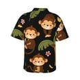 thumbnail image 3 of Uemuo Monkeys Swinging from Palms Printed Regular Fit Short Sleeve Casual Hawaiian Shirt for Men,Aloha shirt,Tropical shirt,Floral print shirt,Vacation Beach shirt-XX-Large, 3 of 9
