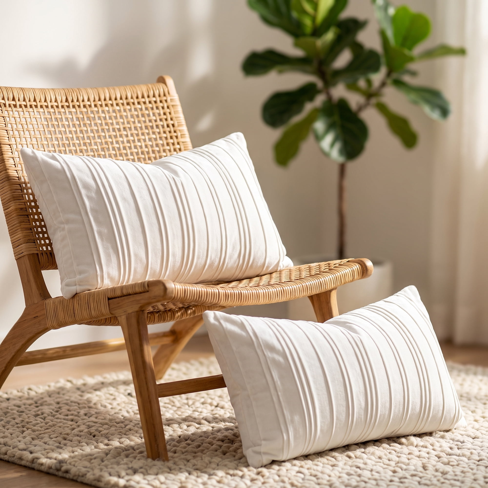 Unique Bargains 2Pcs Textured Throw Pillow Covers Couch Cushion Cases White 20" x 12"