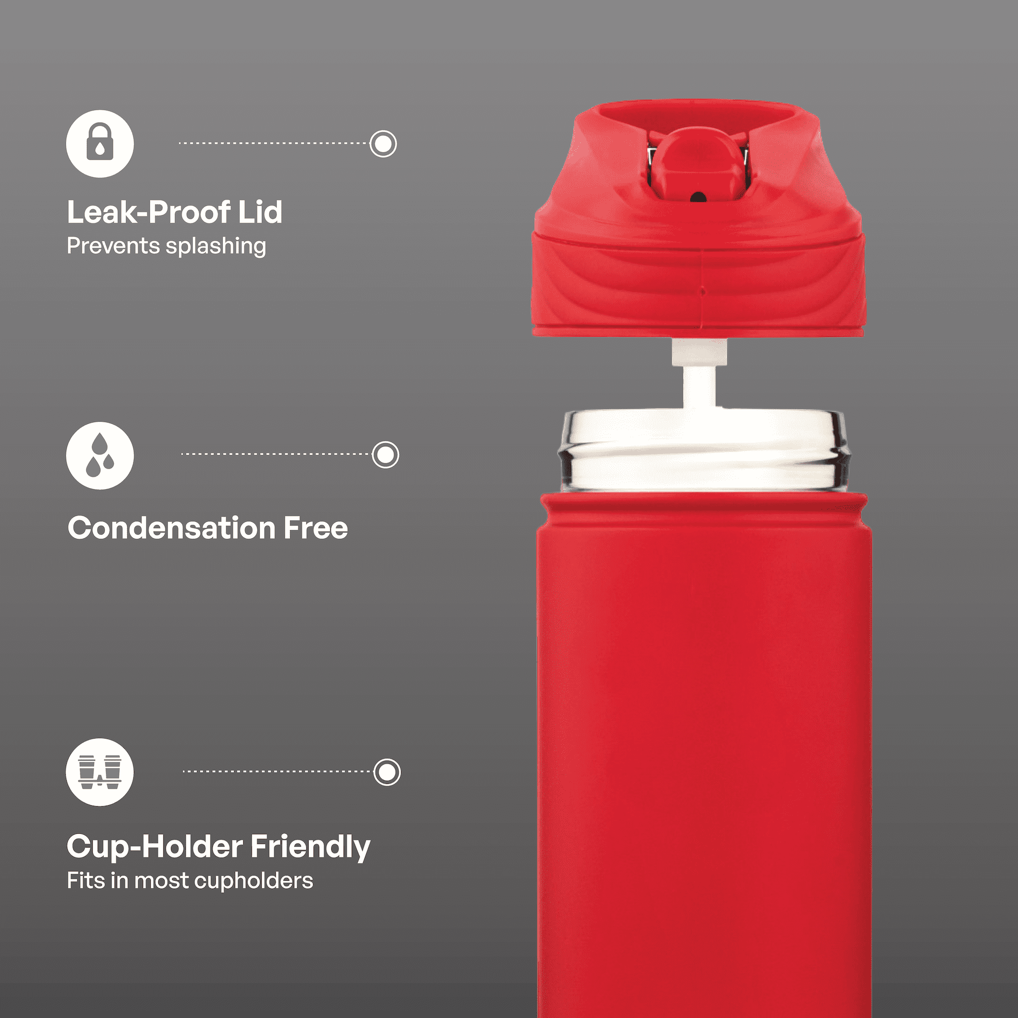 TAL Stainless Steel Ranger Water Bottle with Easy Sip Straw 26 fl oz, Red