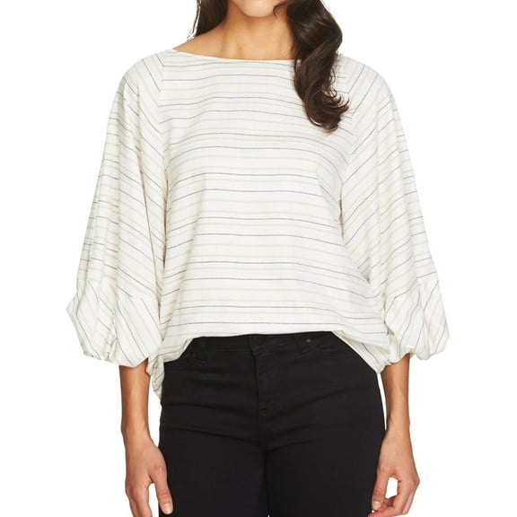 1.STATE Womens Blouson Tunic Blouse, Beige, Large