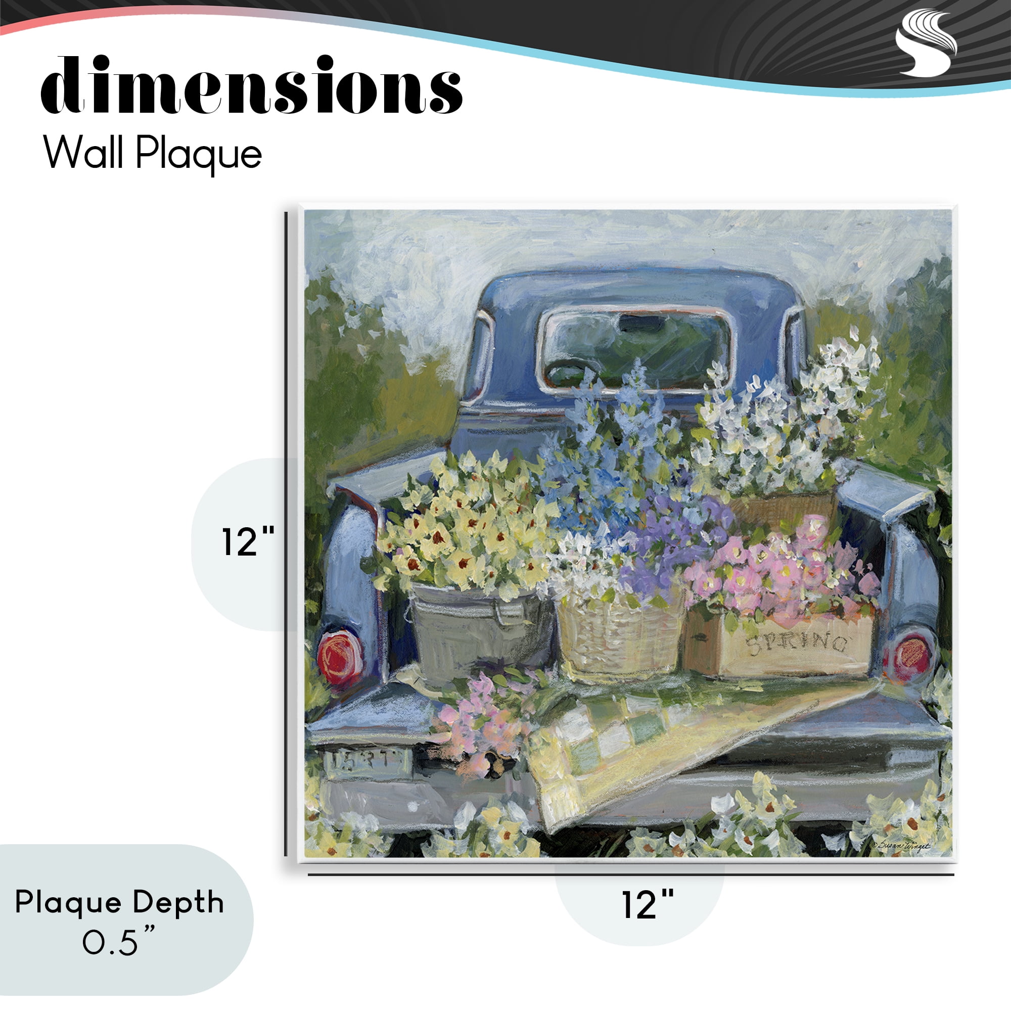 Stupell Industries Truck Bed with Flowers Wall Plaque Art, design by Susan Winget