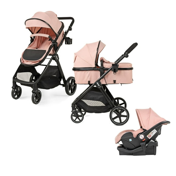 Carriola para Bebé convertible a Bambineto y Autoasiento Sistema De Viaje D'Bebé Travel System King Rosa