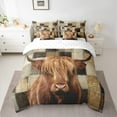 thumbnail image 2 of Castle Fairy Highland Cow 7-Piece Bedding Comforter Set for Teens,Geometric Plaid King Bedding Sets,Animal Print Ultra Soft Bed Sheets,Lightweight Room Decor, 2 of 8
