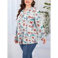 thumbnail image 4 of CLOOCL Women Plus Size Blouses Sea Urchin Graphic Printed V-Neck Long Sleeve Oversized T-Shirt Female Tops, 4 of 8