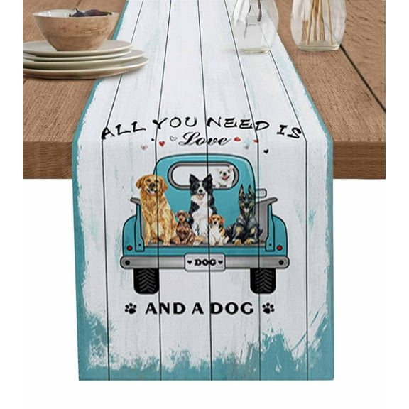 Table Runner Dresser Scarf 13 x 70 Inch and Dog Table Runners Non-Slip Heat Kitchen Dining Table Decor for Kitchen Farmhouse Indoor Outdoor Home Party