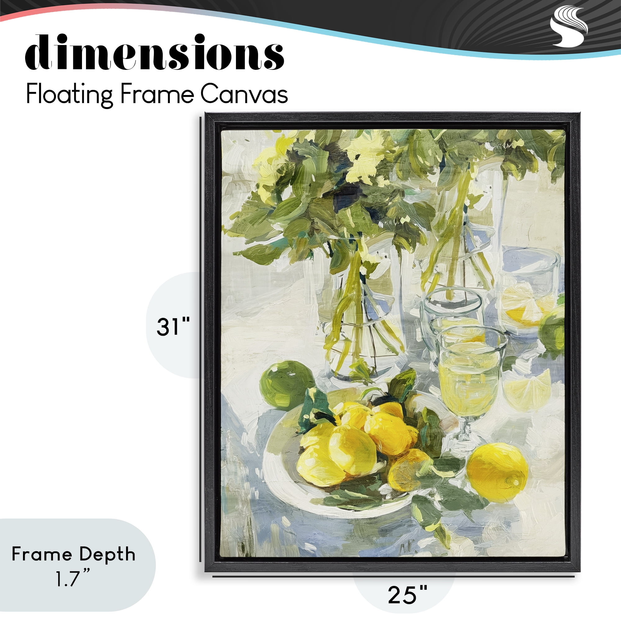 Stupell Industries Fresh Kitchen Lemons Spread Black Framed Floater Canvas Wall Art, design by Annabelle Hall