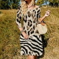thumbnail image 3 of Leopard Zebra Mixed Print Fabric Dress Summer Dresses Woman Street Style Big Size Casual Dress, 3 of 9