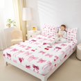 thumbnail image 4 of spefrowx Watercolor Bowknot Bed Sheets for Women, Pink Cherry Cocktail Print Full Size Sheets, 4-Piece, 1 Flat Sheet, 1 Fitted Sheet and 2 Pillowcases, 4 of 6