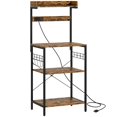 thumbnail image 1 of Rustic Brown Kitchen Baker's Rack with Power Outlet & Adjustable Shelves - Coffee Bar Station for Living Room, Dining & Entryway Storage (53.9" H), 1 of 7