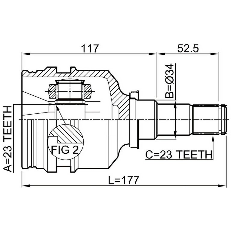 Febest INNER CV JOINT 23X34X23 # 0111-001 OEM 43403-12040