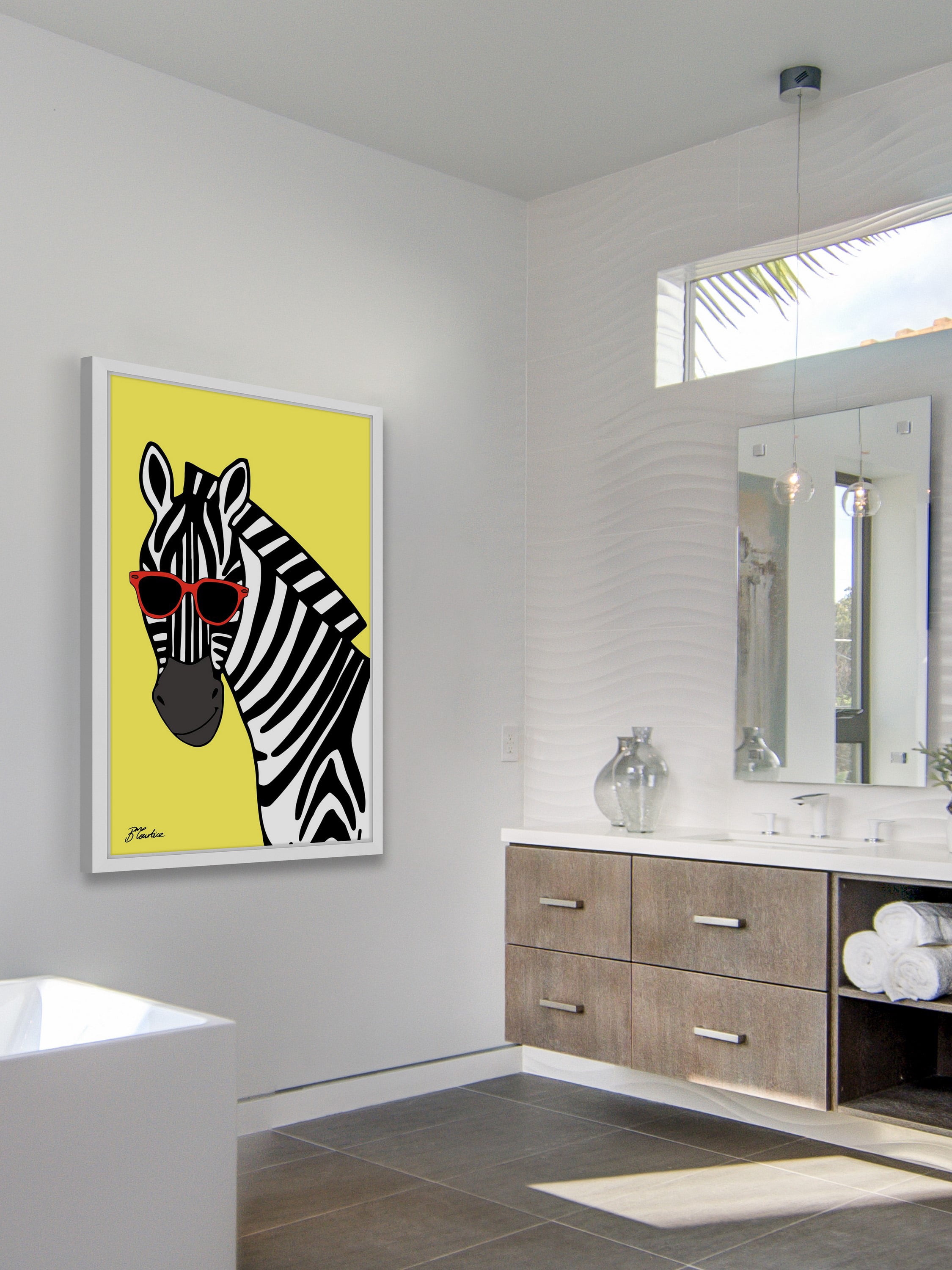 "Zebra Hippy Head" Framed Painting Print