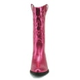 thumbnail image 4 of Soda Women Cowgirl Cowboy Western Stitched Boots Pointy Toe Knee High Reno-S Hot PInk Metallic Fuchsia 10, 4 of 4
