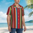 thumbnail image 3 of Fuzoiu Mexican Serape Blanket Stripes Print Hawaiian Shirt for Men, Summer Beach Casual Short Sleeve Button Down Shirts, Men’s Beach Summer Shirts with Pocket,3X-Large, 3 of 7