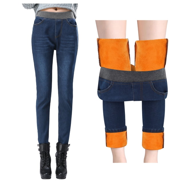 WILLBEST Jeans Mujer Pantalones Vaqueros Rectos de Cintura Alta para Mujer, Holgados, Cálidos y Gruesos, Cómodos, Elásticos, Informales, Largos, para Uso Diario. Mediana