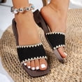 thumbnail image 5 of HomeDM Women's Low Block Heels Sandals Square Open Toe Slip On Summer Dressy Comfort Casual Slides Sandals, Black Size 6.5, 5 of 8