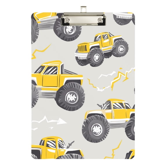 FORMRS Acrylic Clipboard with Low Profile Clip Standard A4 Letter Size, 12.5" x 9", Trucks Pattern