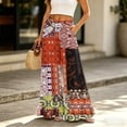 thumbnail image 2 of Sewkxo Womens Wide Leg Pants Drawstring Elastic High Waisted Ruffle Hem Palazzo Pants with Pockets,Deep Red S, 2 of 6