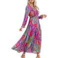 thumbnail image 2 of Womens Casual Boho Deep V Neck Long Sleeve Long Dress Color XL, 2 of 8