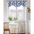 thumbnail image 3 of Blue Patchwork Tie Up Valances Curtain, Adjustable Kitchen Purple Flower Wave Point Blue Leaf Valances for Windows Decor, Rod Pocket Short Curtains Set for Bedroom/Bathroom, 60"x18", 3 of 8