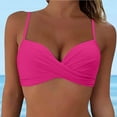 thumbnail image 2 of Black White Bikini Top Women Swimwear Tops Full Coverage Bikini Top Push Up Swim Crop Top Tie Back Bathing Suit Tops Female Womens Bikini & Tankini Tops(Hot Pink,L), 2 of 9