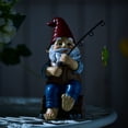 thumbnail image 3 of TERESA'S COLLECTIONS 8" Resin Garden Gnome with Fishing Pole Statue, Outdoor Patio Lawn Decor, Garden Gift, 3 of 6