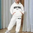 thumbnail image 7 of Utlike 2 Pcs School Outfits For Girls Sweatpants And Hooded Pullover Sweatshirt Youth Kids Activewear Set Matching Outfits For Girl Size 4 Years-5 Years White, 7 of 7