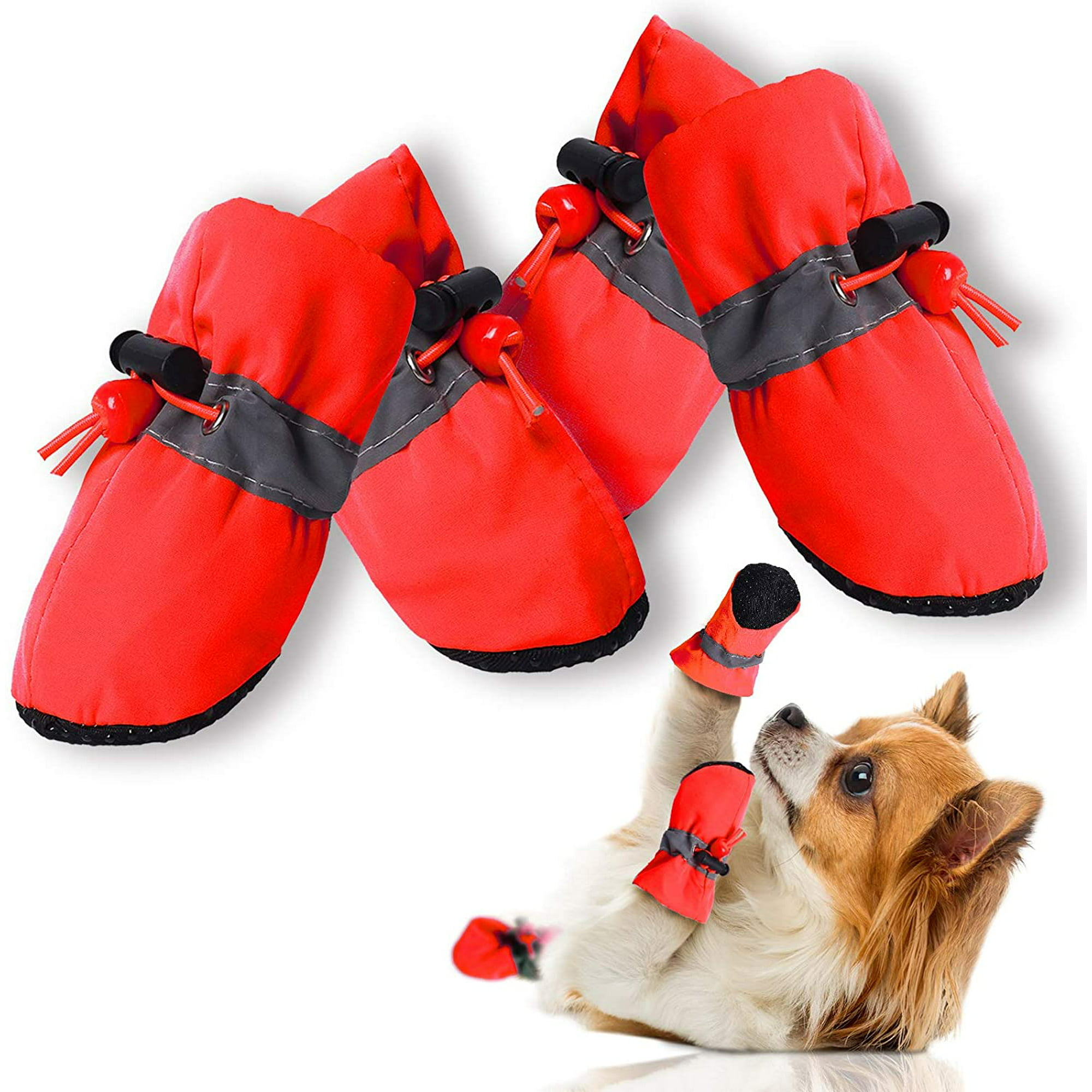 4 dog shoes non-slip shoes dog boots suitable for small and medium-sized  dogs and cats and puppies pet dog shoes reflective strip red 3 size |  Walmart Canada