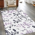 thumbnail image 2 of Area Rug for Living Room, Grey Purple Botanical Non-Slip Indoor Large Carpet for Bedroom/Dining Room, Watercolor Spring Floral Summer Leaf Washable Low-Profile Floor Mat Runner Rugs - 2.7 x 5 Ft, 2 of 8