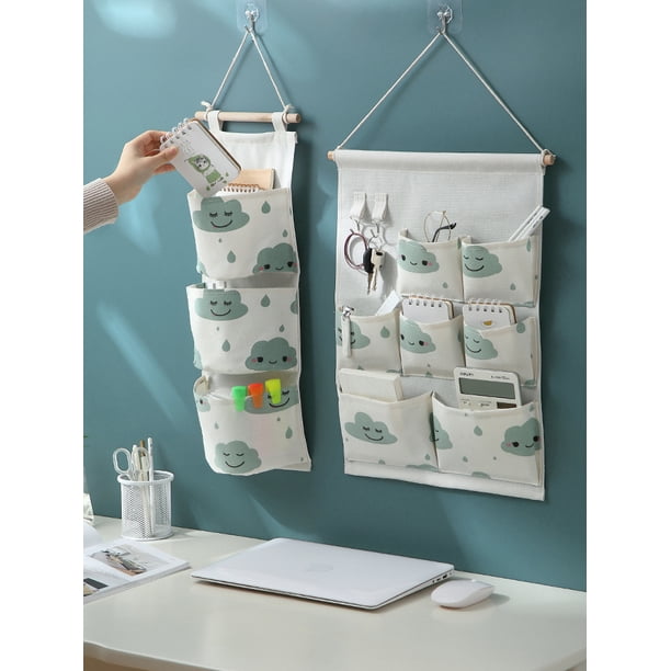 Organizador De Bolsos Colgar Organizador De Pared Plegable De Lino