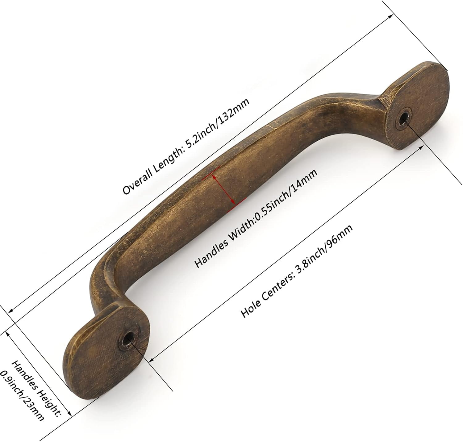 Furniware 10 Pack Antique Brass Kitchen Cupboard Handles, Cabinet Hardware Drawer Appliance Pulls, Kitchen Cabinet Drawer Wardrobe Furniware Door Handles,Brass- 3 Inch(96mm) Hole Center