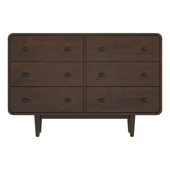 Pemberley Row Solid Wood Brown Double Dresser Rectangular Durable 47"W x 13"D Unassembled